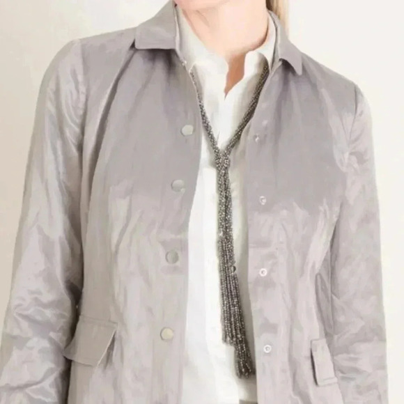 Chico's Textured Metallic Gray Jacket Size 1 NWT - Picture 3 of 6